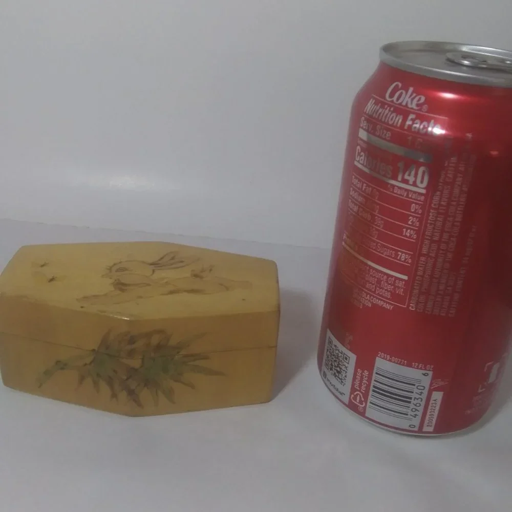small wood box bunny chasing butterflies